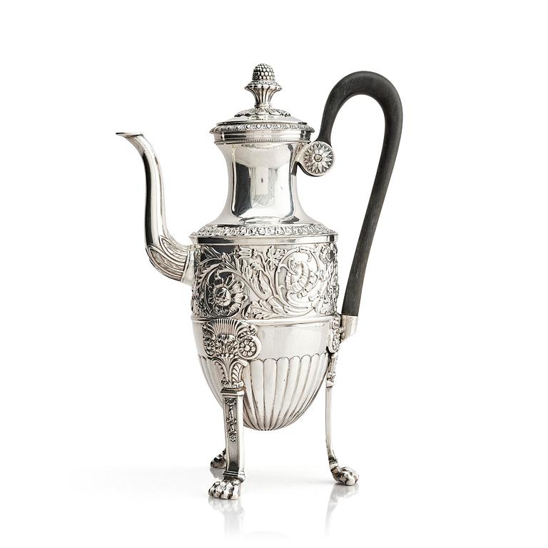 Adolf Zethelius, kaffekanna, silver, Stockholm 1832. Empire.