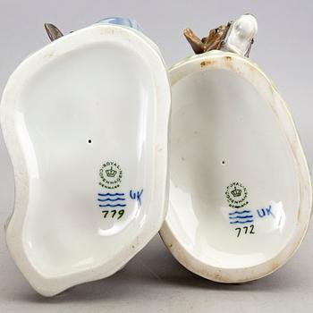 FIGURINER, 5 st, Royal Copenhagen Danmark porslin sent 1900-tal.