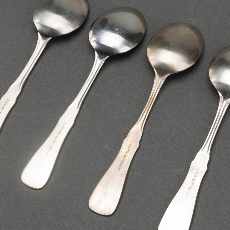 KAFFESKEDAR, silver, MGAB, modell "Uppsala" 12 st. Total vikt ca 160 gram. 1980-tal.