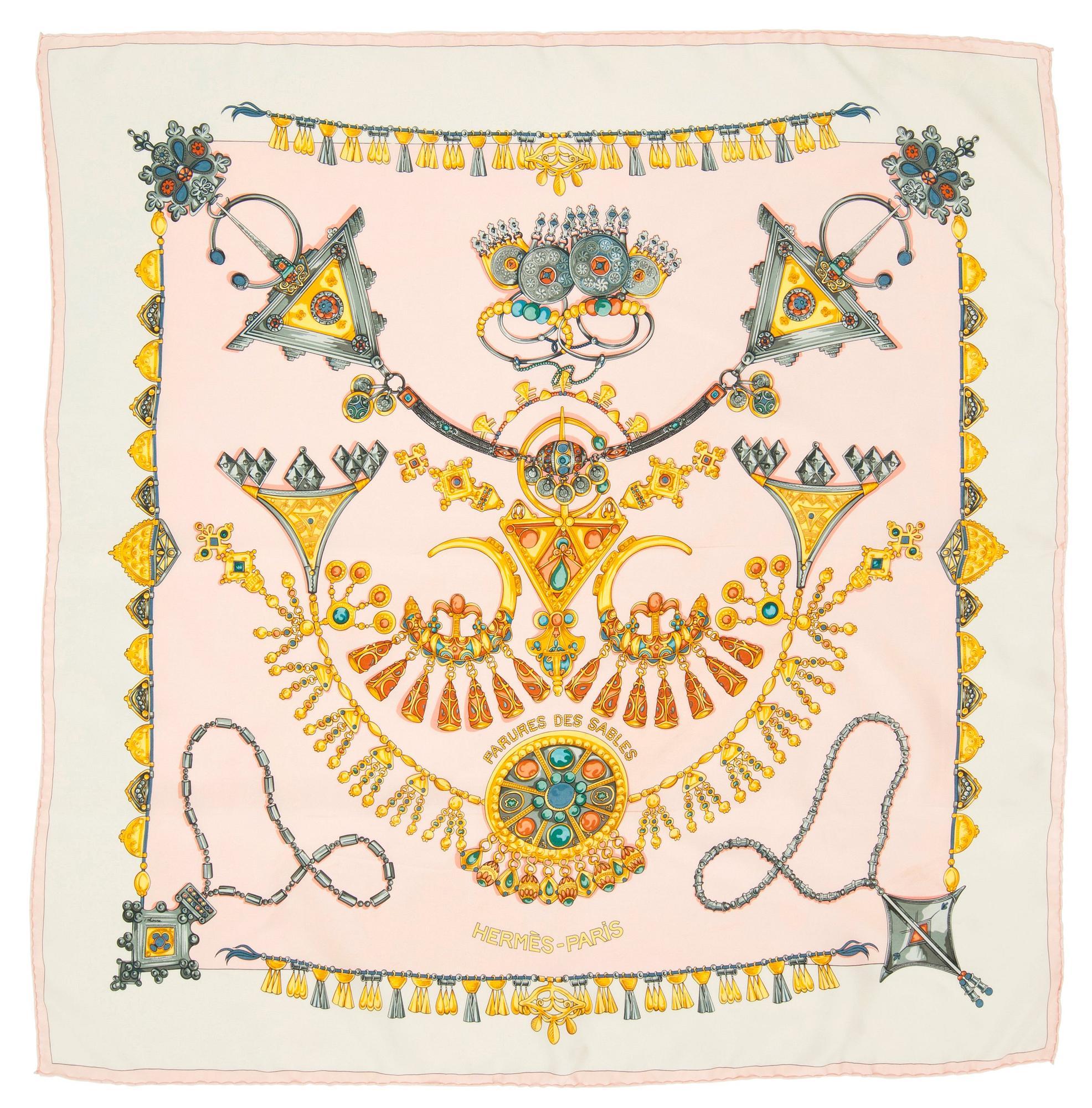 HERMÈS, scarf, "Faures des Sables".