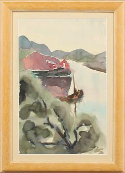 AGNES CLEVE, akvarell, signerad.