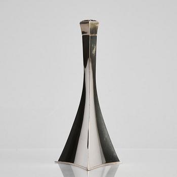 Rolf Lindståhl, a sterling silver bottle with a rock crystal on the lid, Stockholm 1988.