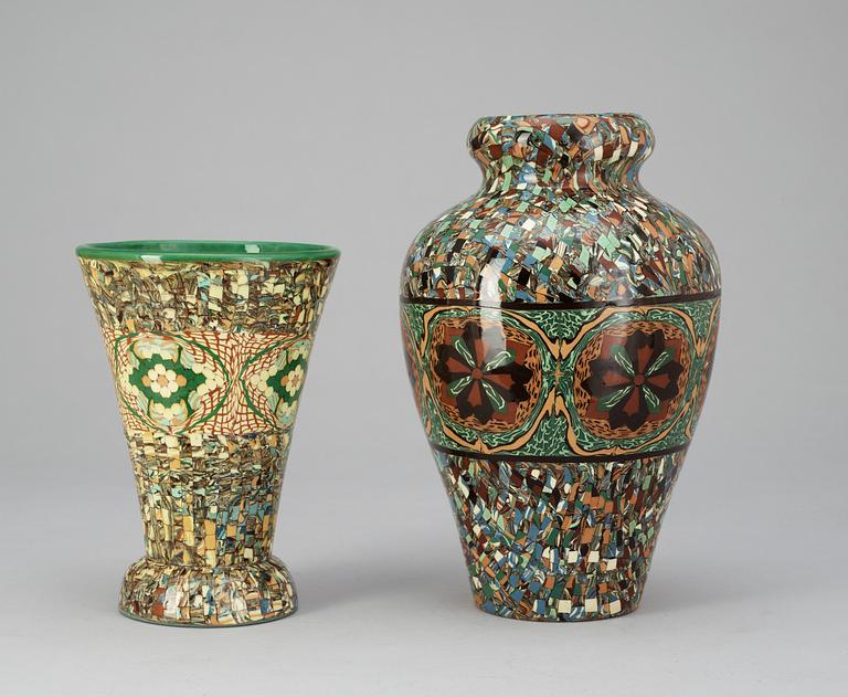 Two ceramic vases, signed A.M. Vallauris, Gerbino.