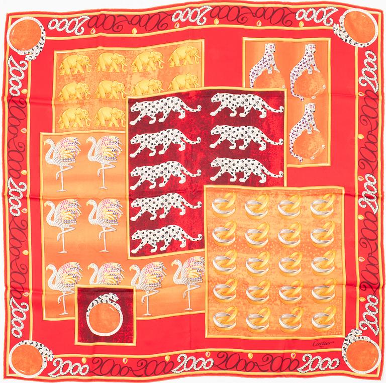 Cartier, a jacquard silk scarf.