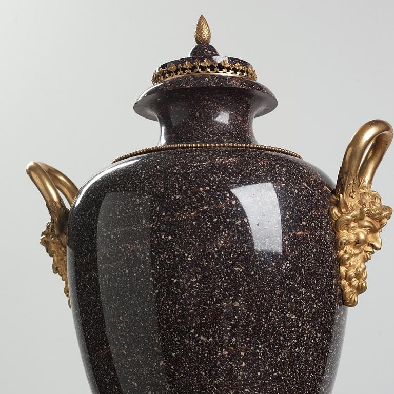 A late Gustavian circa 1800 porphyry and ormolu Vase by Court bronze chaser and gilder F.L. Rung (1758-1837) not signed.