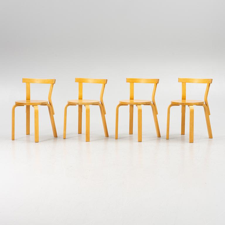 Alvar Aalto, chairs, "68", set of 4, Artek, Finland.