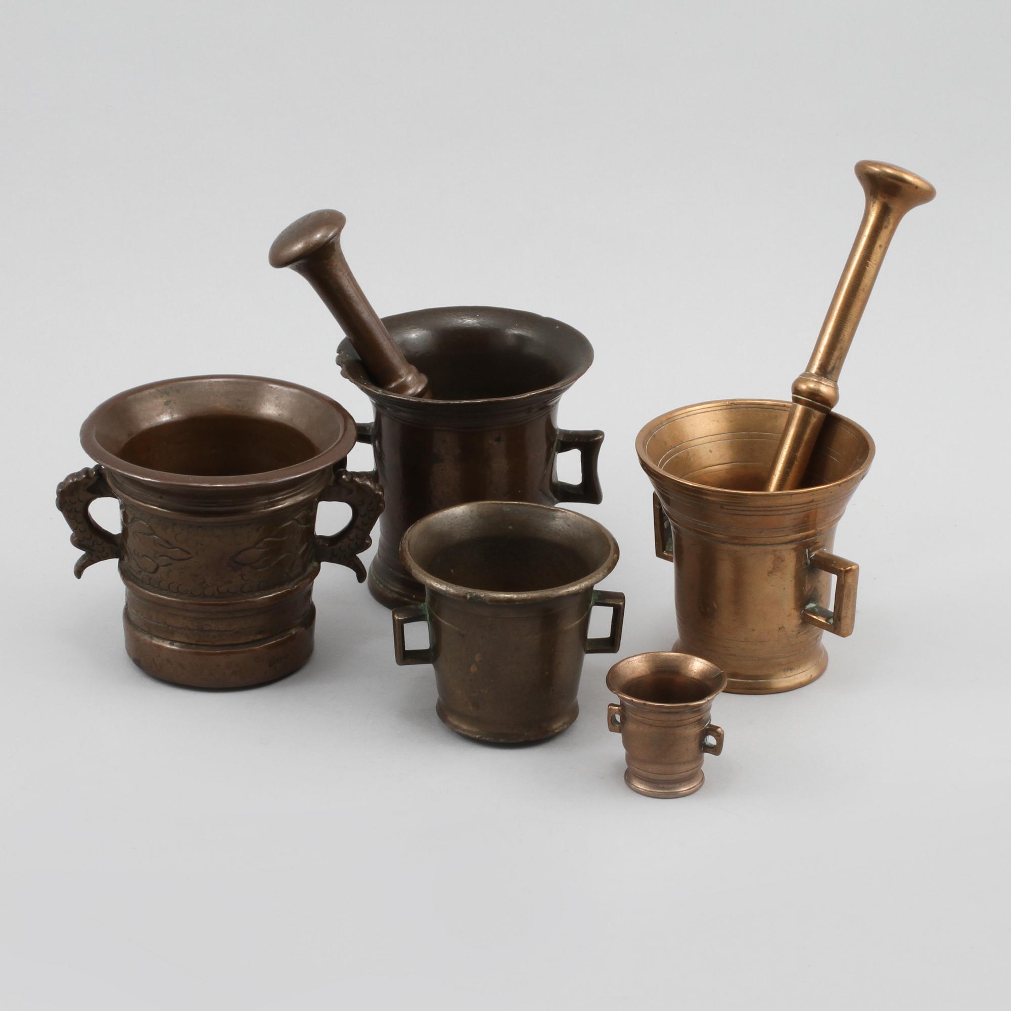 MORTLAR, 5 st, 1700/1800-tal.