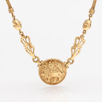 Kaulakoru "Aurinkoleijona", 18K kultaa. Kalevala koru, Helsinki 1997.