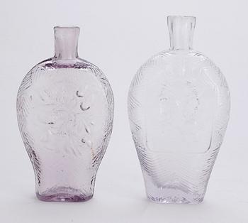 GLASFLASKOR, 7 st, Sverige 1800/1900-tal.