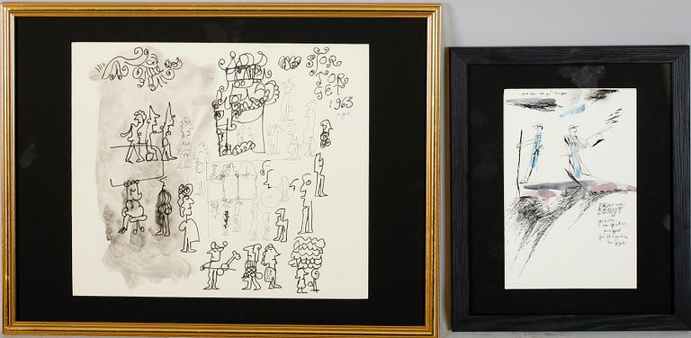 MADELEINE PYK, 2 st, blandteknik, sign, 1 dat 1963.