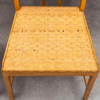 JOSEF FRANK, a set of six elm and rattan dining chairs, model 800.
