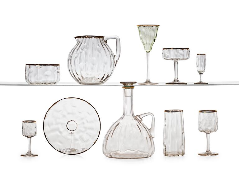 KOLOMAN MOSER (1868-1918), glasservis, 111 delar, "Meteor", för E Bakalowits & Söhne, Wien ca 1910, jugend.