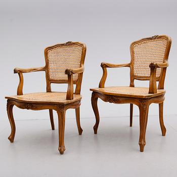 KARMSTOLAR, 1 par, rokokostil, Frankrike, 1800-tal.