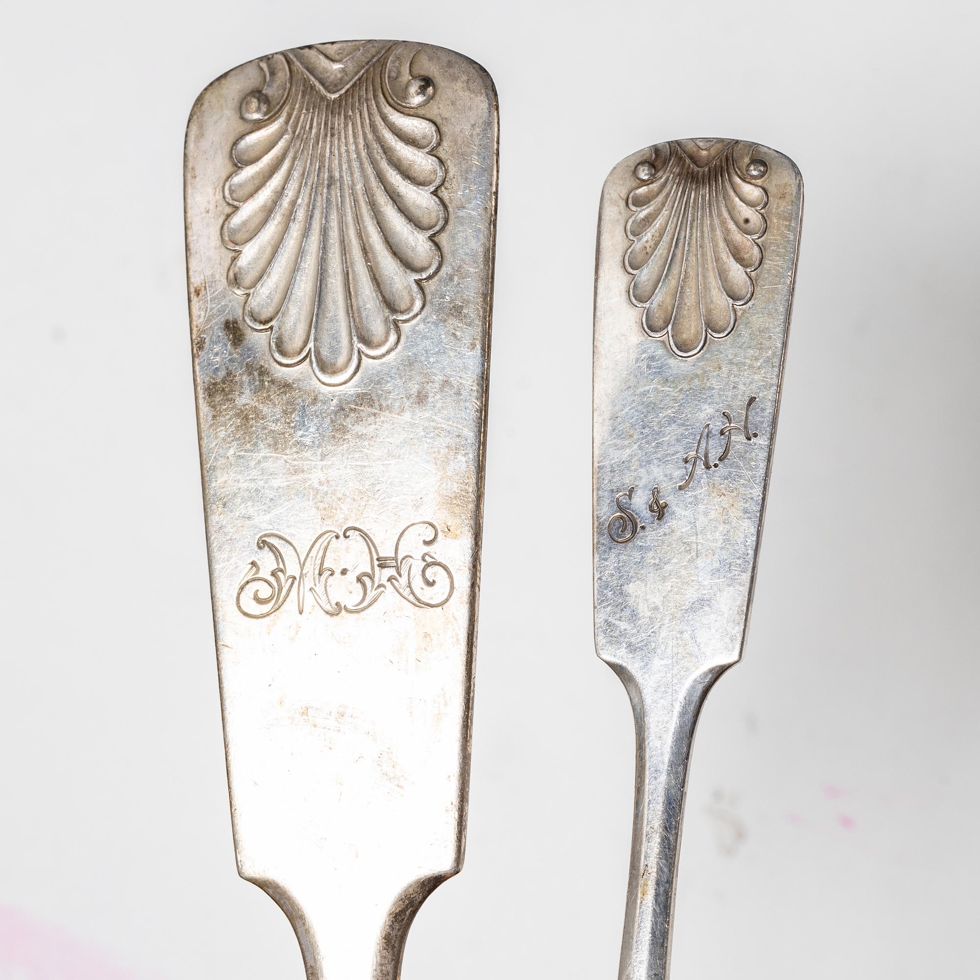 Cutlery set, 73 pieces, silver, "Musslan", Finland, first half of the 20th century.