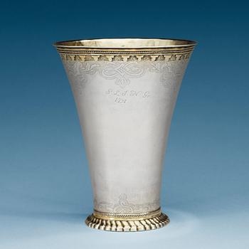 977. A Swedish 18th century parcel-gilt beaker, makers mark of Petter Friedrich Moldenhauer, Stockholm 1752.