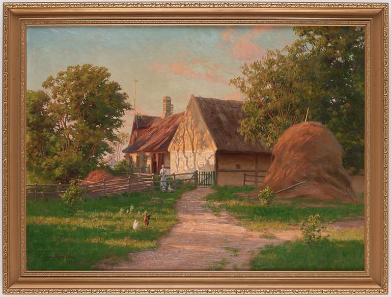 Johan Krouthén, Farm scene with chickens.