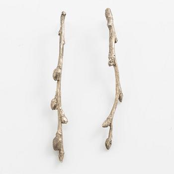 Sofia Björkman, collier, ring och örhängen i form av björkgrenar, silver. Ring med tanzaniter.