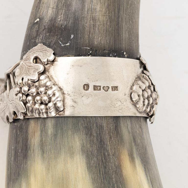 Dryckeshorn, horn och silver, Samuel Petterson & Carl Olof Holm,  Linköping, Norrköping, 1854-63.