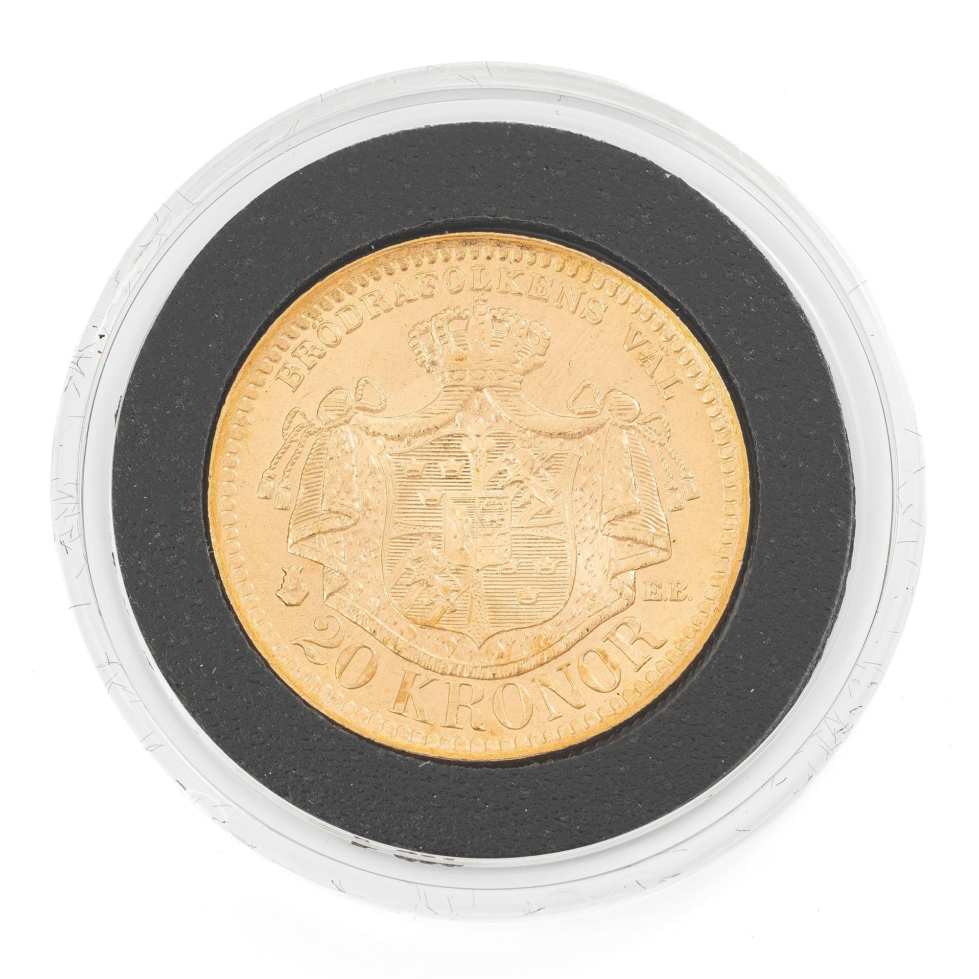 Guldmynt, Sverige, Oscar II, 20 kronor, 1884.
