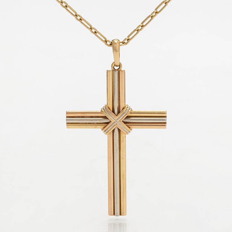 Cartier, kaulaketju riipuksella, risti "Trinity", 18K kolmiväri kulta.
