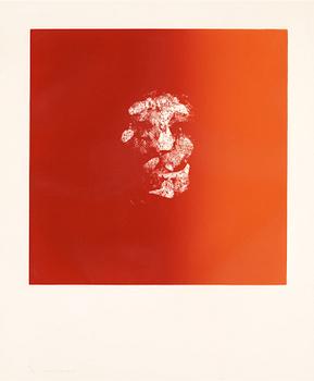 194. Louis Le Brocquy, "Image forming on a red ground - Reconstructed head".