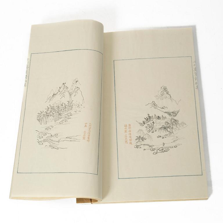 十竹齋書畫譜 四開 木版畫 A complete collection of Ten-Bamboo Studio decorative letter papers, Rongbaozhai in Beijing in 1952.