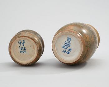 Two Patrick Nordström stoneware vases, Isle 1924 and Royal Copenhagen 1918.