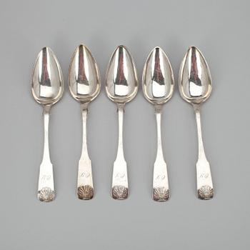 MATSKEDAR, 5 st, silver, Johan Festén (1855-1891), Jyväskylä. Vikt 263 g.