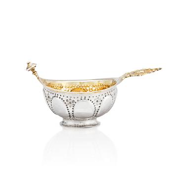 A Swedish 18th century parcel-gilt silver brandy-bowl, mark of Lorens Stabeus, Stockholm 1754.