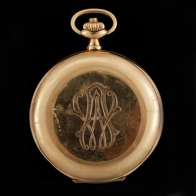 FICKUR, 14k guld, Omega, omkring år 1900. Total vikt ca 81 g.