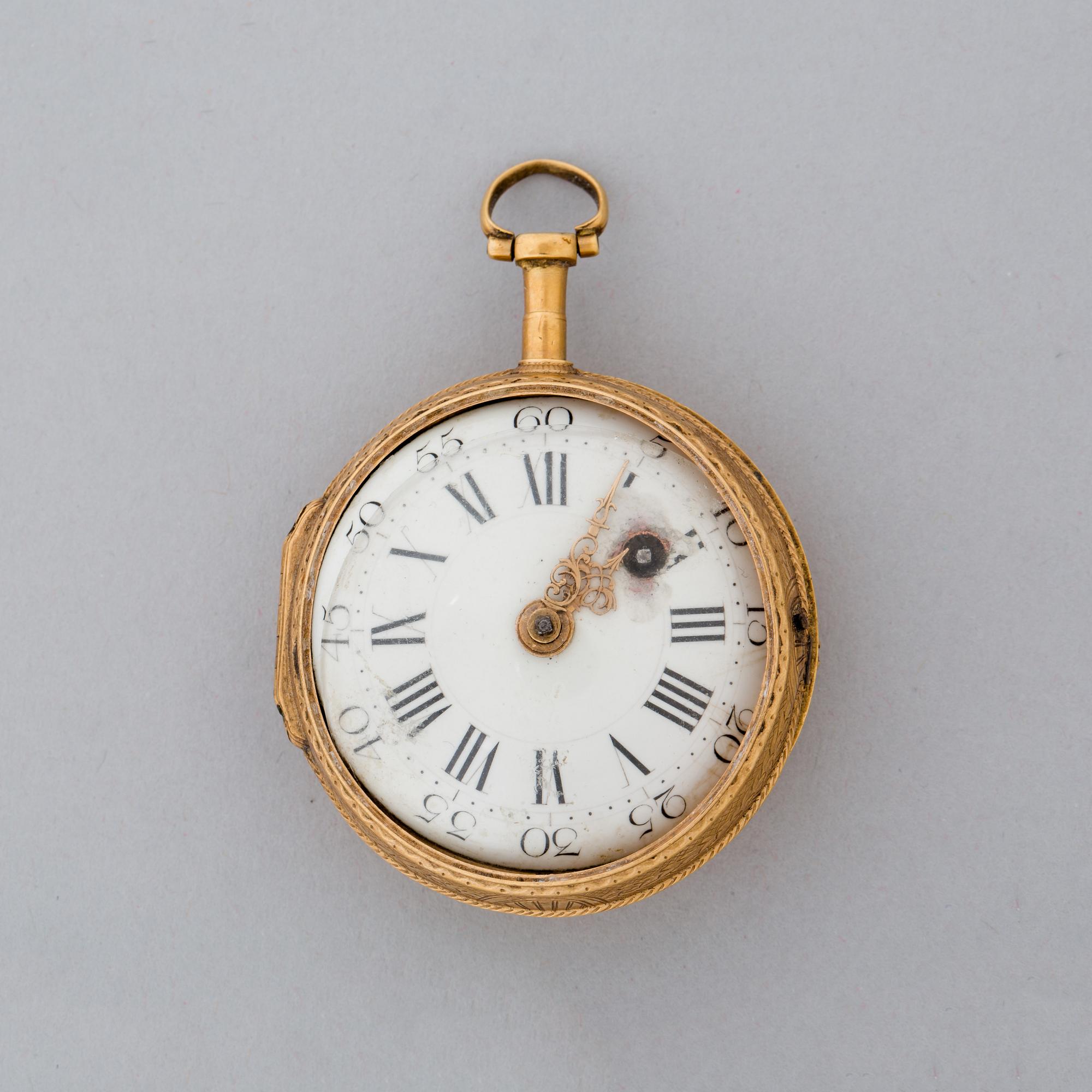 FICKUR, 18 k. Otydliga stämplar, 1800-talets första del. Vikt tot ca 44 g.