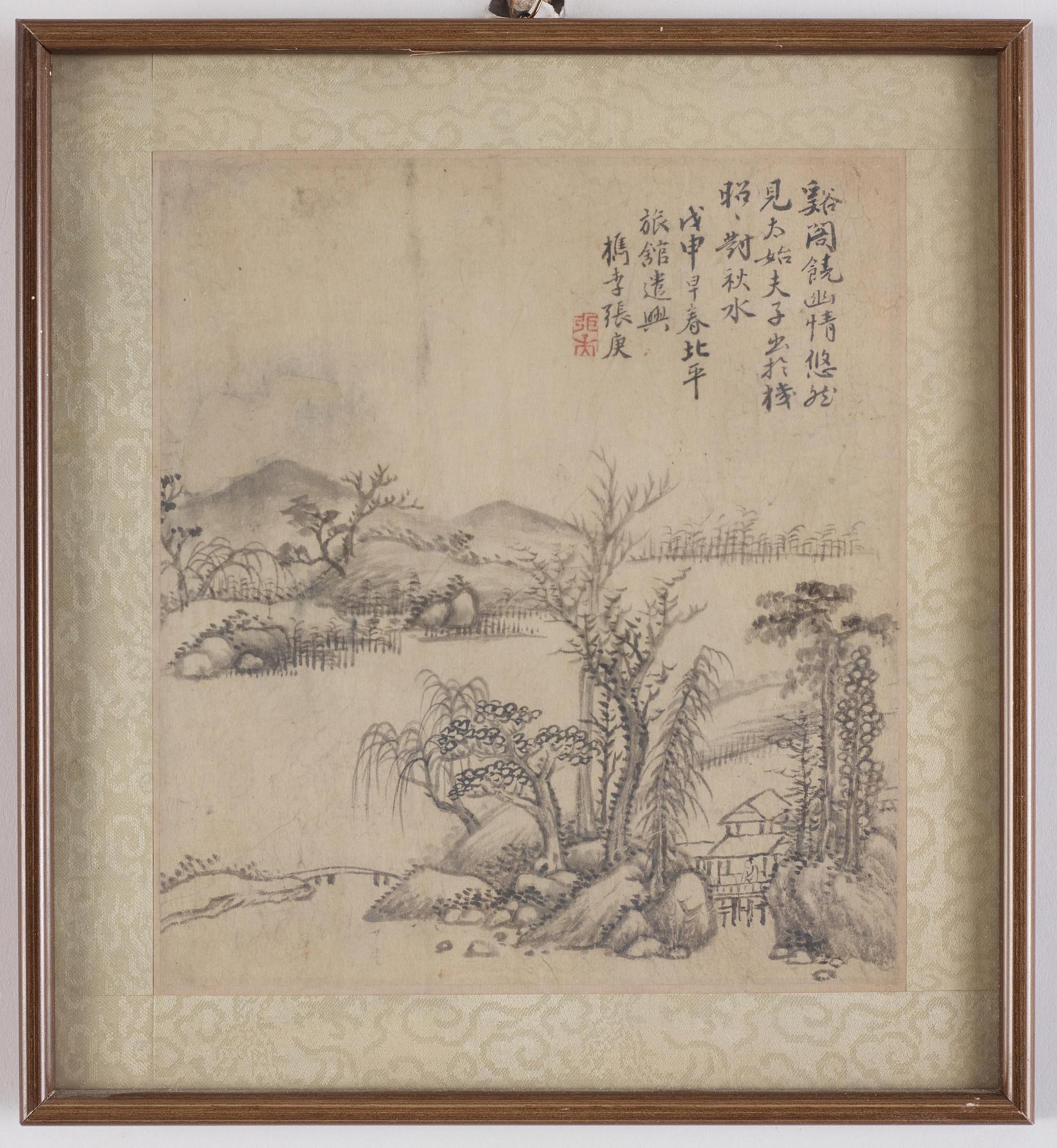 Zhang Geng (1685-1760), albumblad, nio stycken, akvarell och tusch på papper. Qingdynastin, daterad 1728.