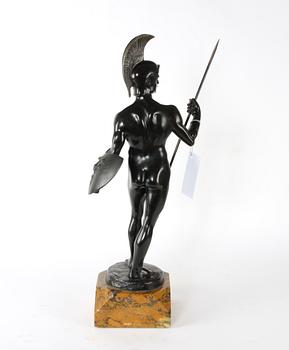 SKULPTUR, brons och sten, trojansk soldat, 1900-talets första hälft.