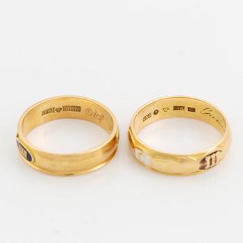 Ordensringar, Odd Fellow, 2 st, 18K guld.