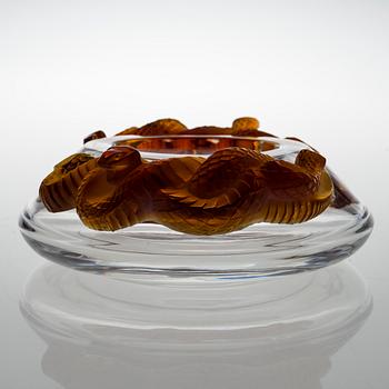 A MODERN LALIQUE CRISTAL SERPENT BOWL.