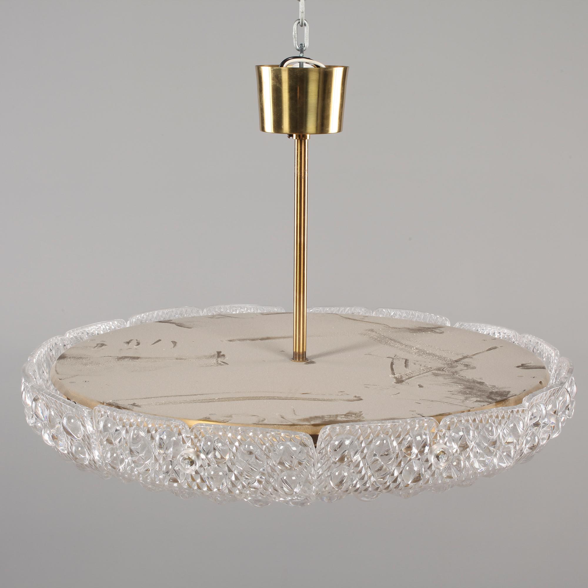 TAKLAMPA, Orrefors, sannolikt Carl Fagerlund, 1960-tal, höjd 32 cm.