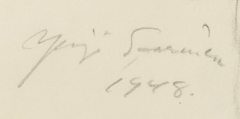 YRJÖ SAARINEN, piirros, signeerattu ja päivätty 1948.