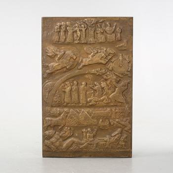 GUSTAF SANDBERG, relief, brons. Signerad.