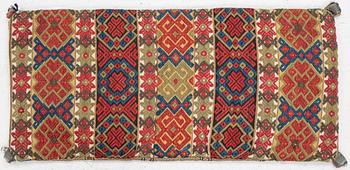 Sled cushion, Rölakan, southwestern Skåne, early 19th century, 105 x 55 cm.