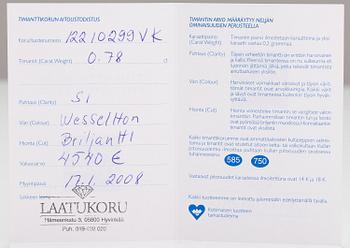 HOROSKOOPPIRIIPUS ketjulla, 14K ja 18K kultaa, timantteja n. 0.78 ct yht.