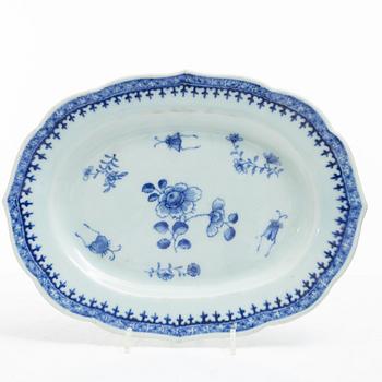 Four blue and white serving dishes, China, Qianlong (1736-95).