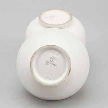 VAS samt SKÅL, 2 delar, stengods, "Carrara" Wilhelm Kåge, Gustavsberg.