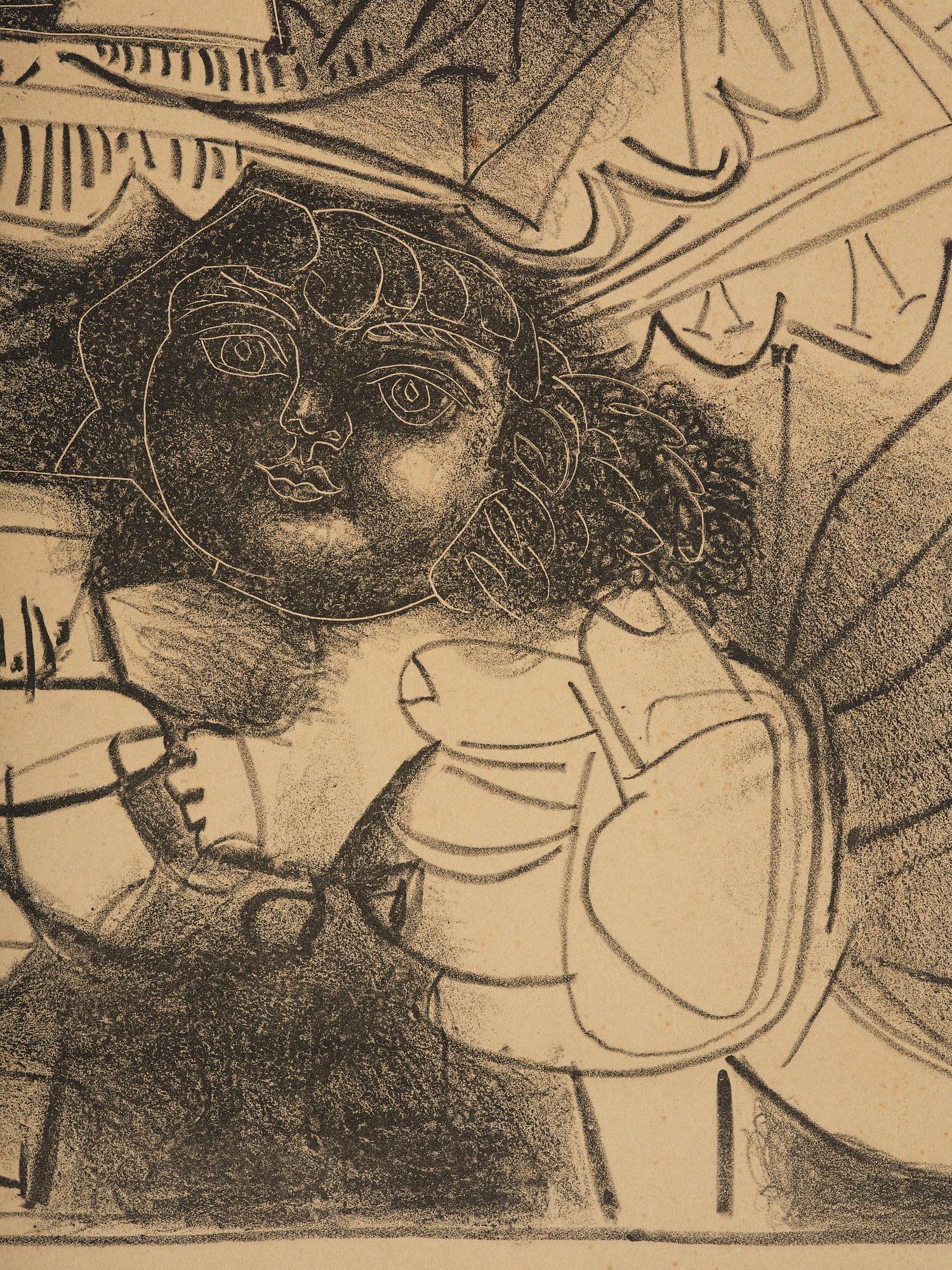 Pablo Picasso, "Paloma et sa Poupée sur Fond noir".