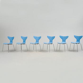 STOLAR, 6 stycken, "Liljan", Arne Jacobsen, 1970-tal.