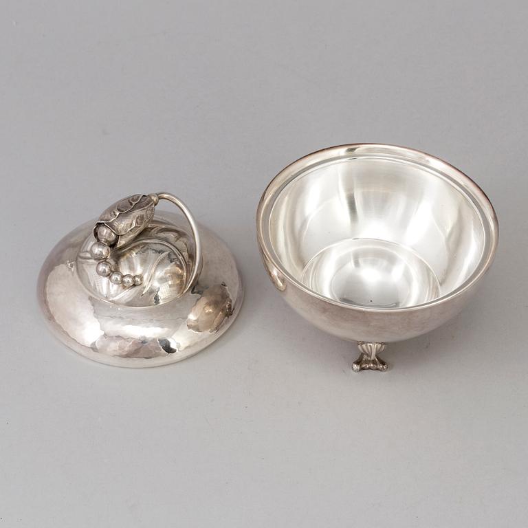 A Georg Jensen sugar box, sterling , Copenhagen 1945-51,
