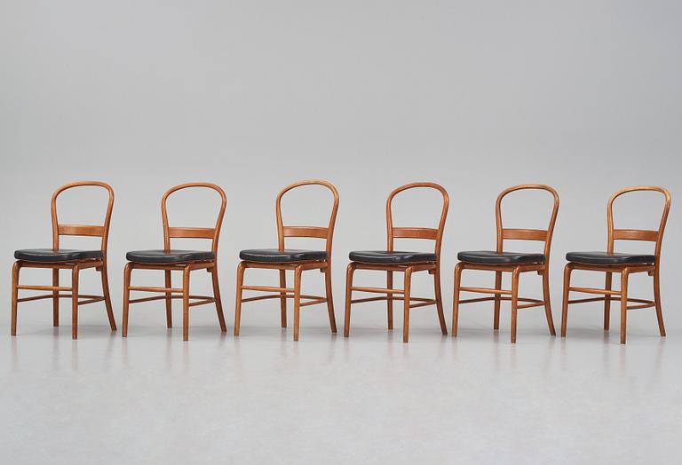 Vilhelm Lauritzen, a set of 6 'Radiohus' chairs, Fritz Hansen,  Denmark, 1940s.