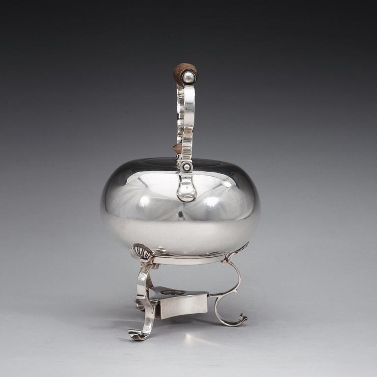 A Baltic 18th century silver tea-pot and stand, marks of Andreas Gabriel Berg, Dorpat (1735-1764).