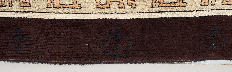 CARPET. Knotted pile (Flossa). 543 x 307,5 cm. Signed Fo SY (?) 1927 (Einar Forseth).