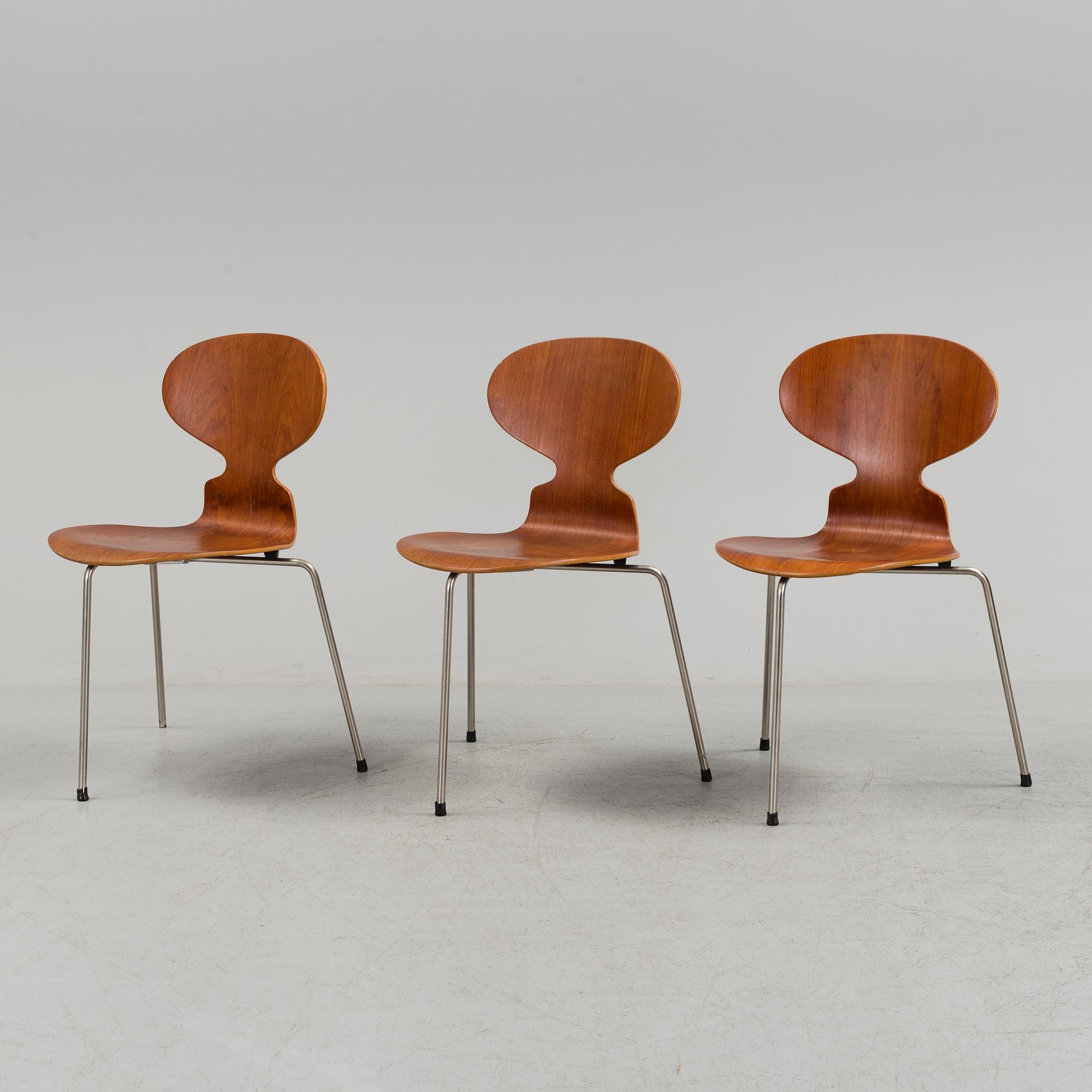 Three 'Myran' teak chairs from Fritz Hansen.