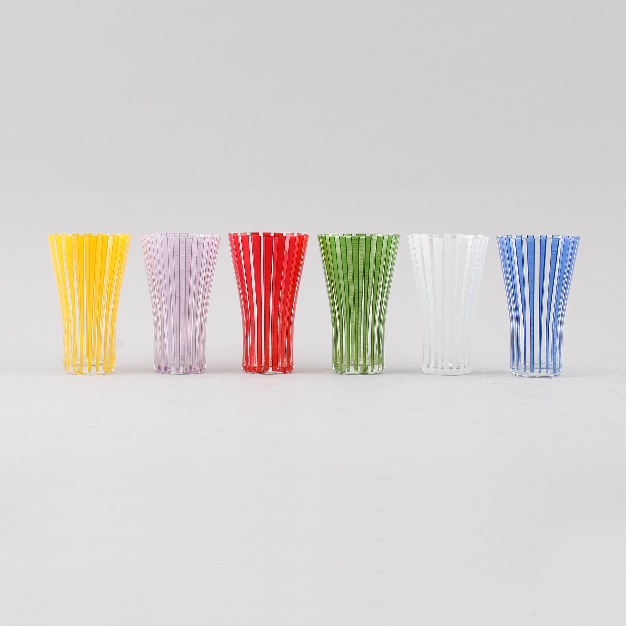GLAS, 6 st, "Strikt", Bengt Orup, Johansfors, 1900-talets mitt.